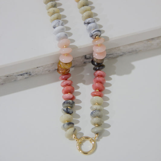 Rendelle  Muted Marble Stone Necklace