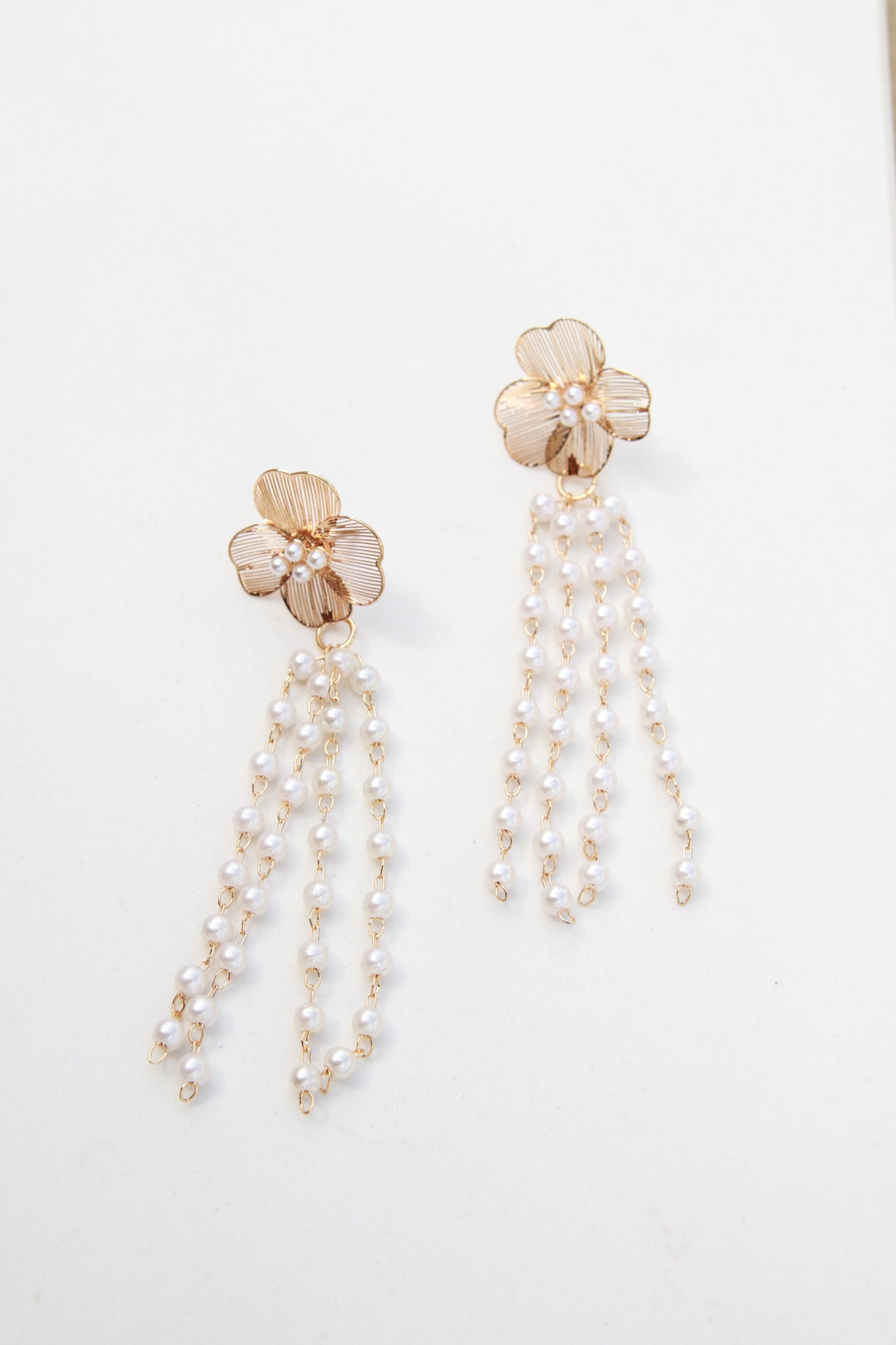 Floral and Pearl Drop Earrings