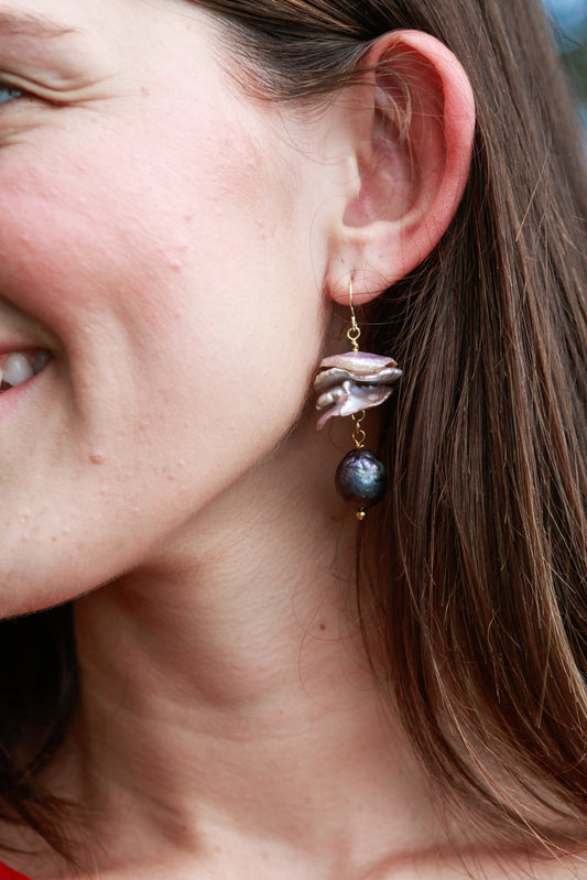 Grayson Pearl Disc Earrings