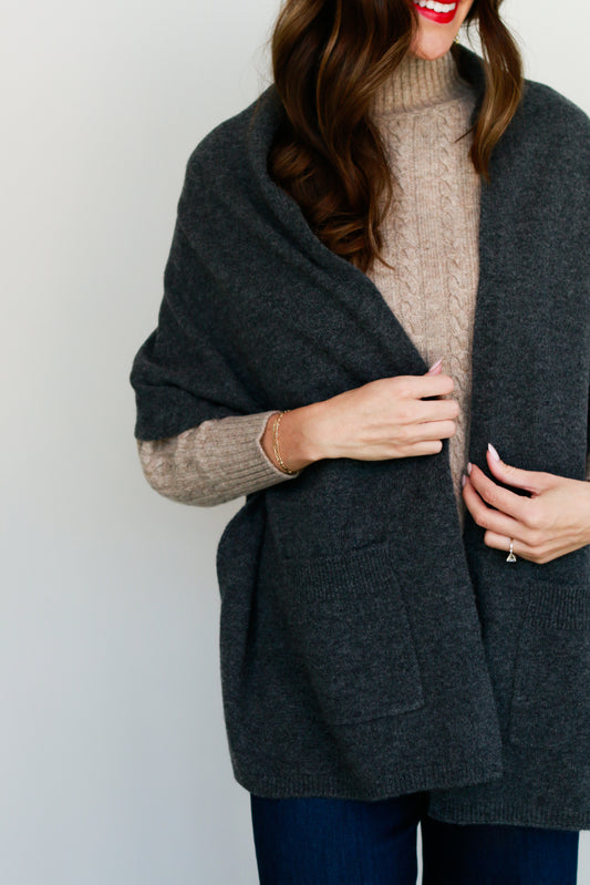 Wool Wrap in Charcoal