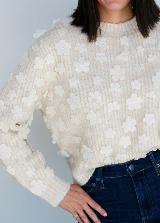 Cream Floral Sweater