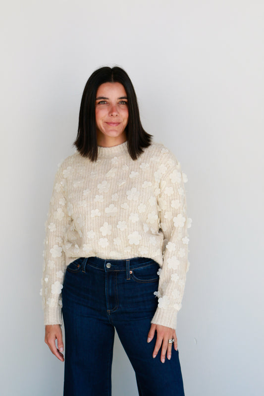 Cream Floral Sweater