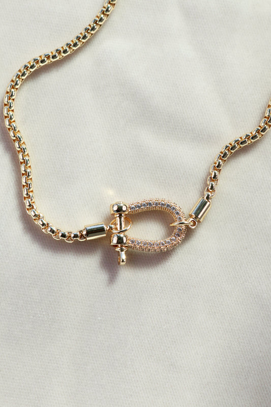 Pave Crystal Horsebit Necklace