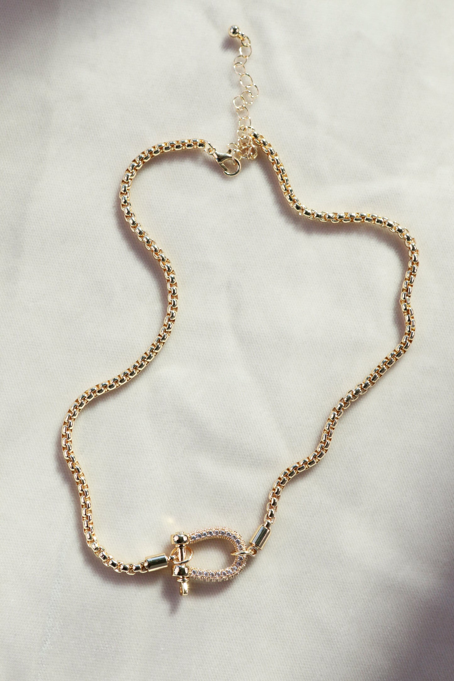 Pave Crystal Horsebit Necklace