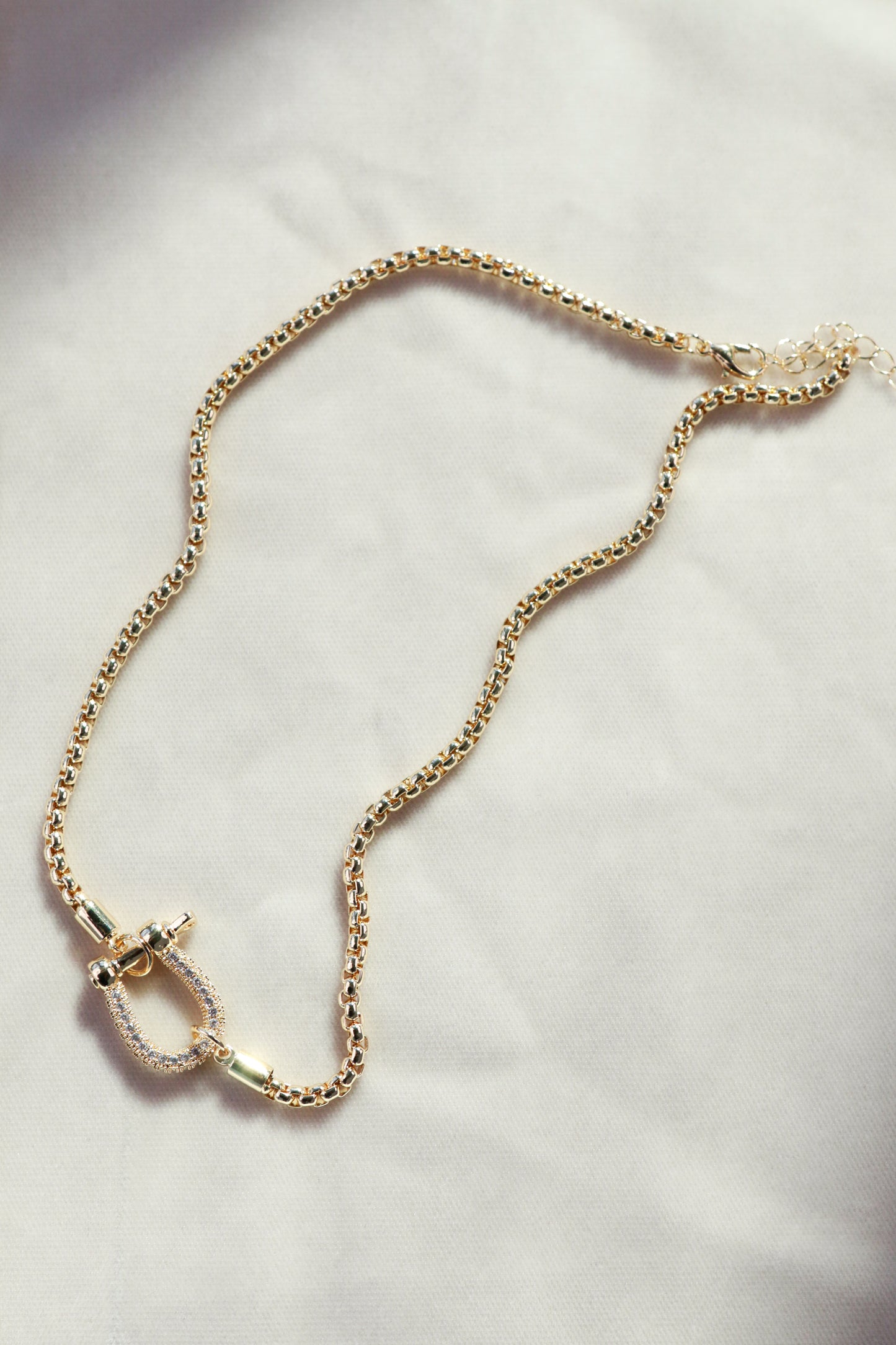 Pave Crystal Horsebit Necklace