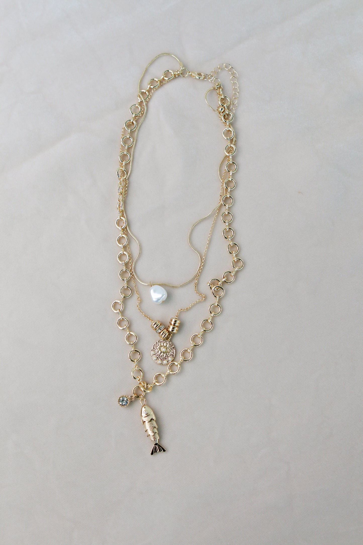 Fish Charm Layered Necklace