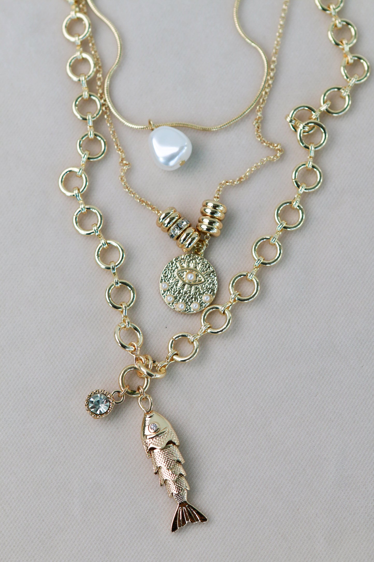 Fish Charm Layered Necklace