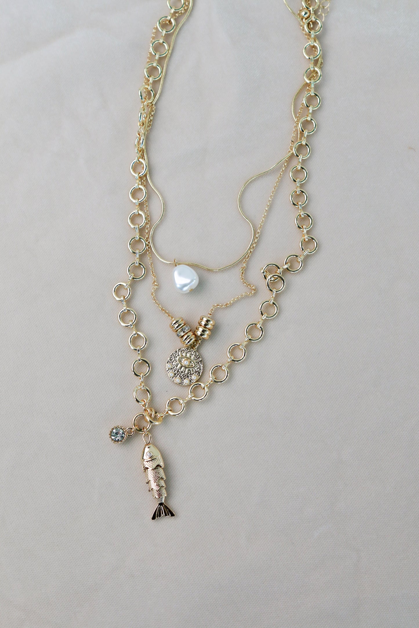 Fish Charm Layered Necklace