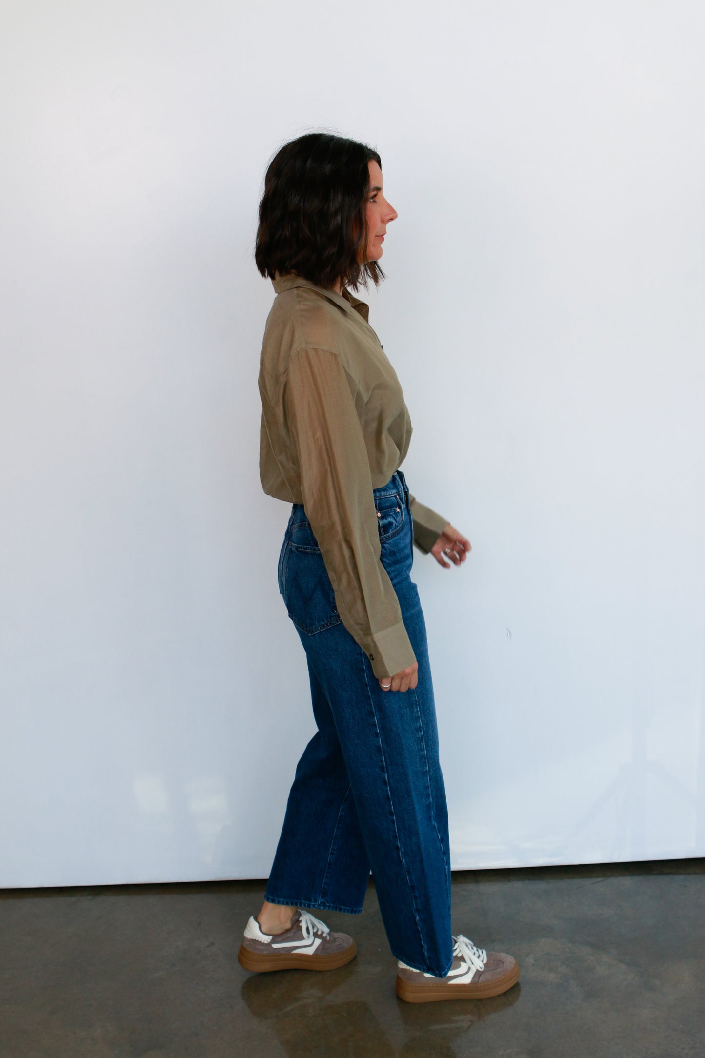 The Sheer Silk Shirt in Olive