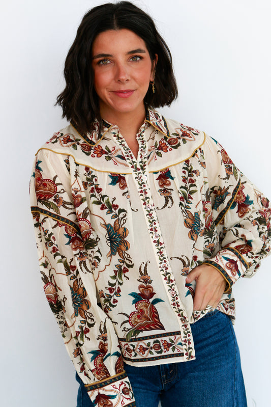 Majestic Hearts Cream Blouse
