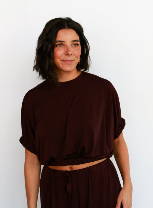 Capri Jersey Top in Chocolate