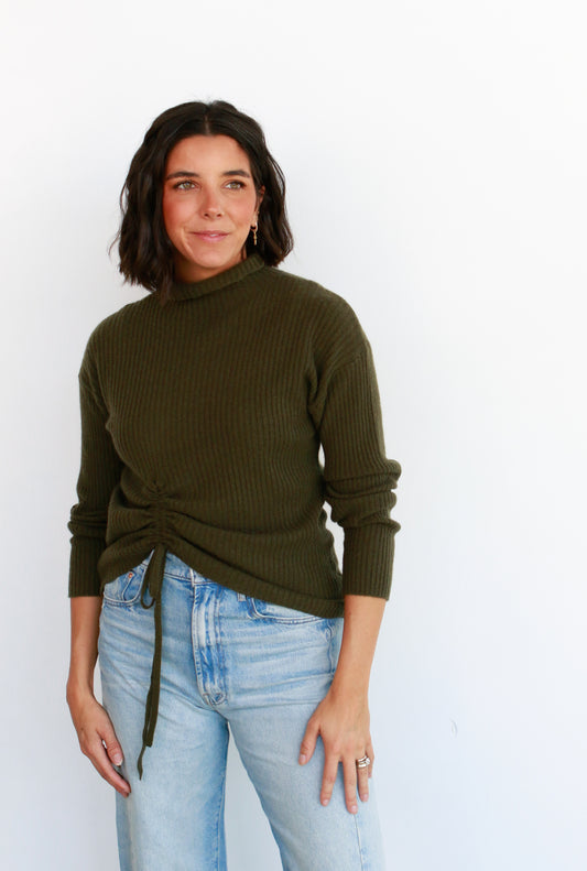 Brodie Olive Ruched Sweater