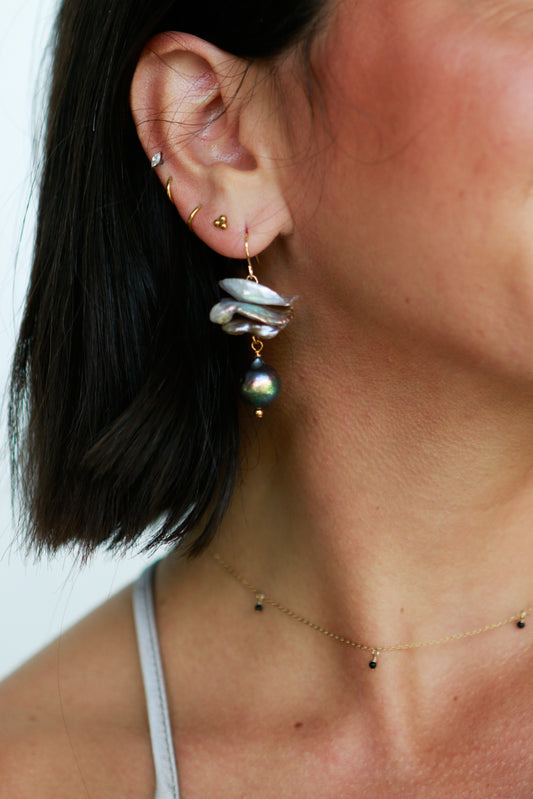 Grayson Pearl Disc Earrings