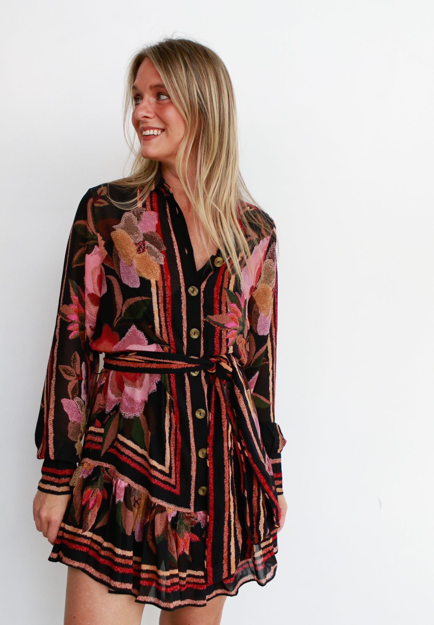 Chenille Flowers Mini Dress