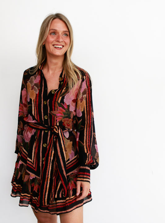 Chenille Flowers Mini Dress