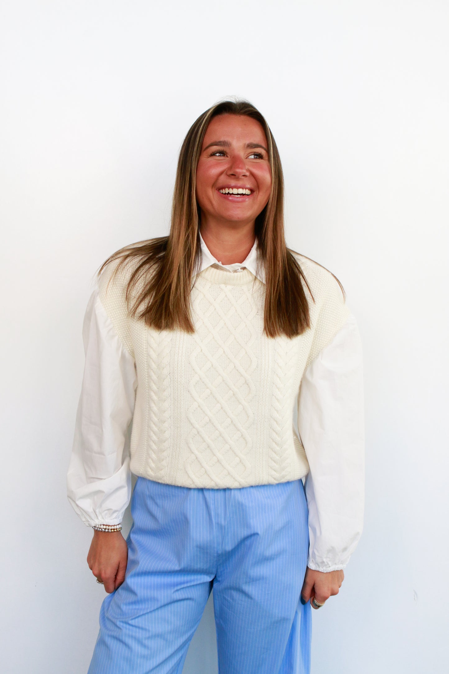 Skye Cable Shirt in Ivory