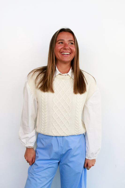 Skye Cable Shirt in Ivory