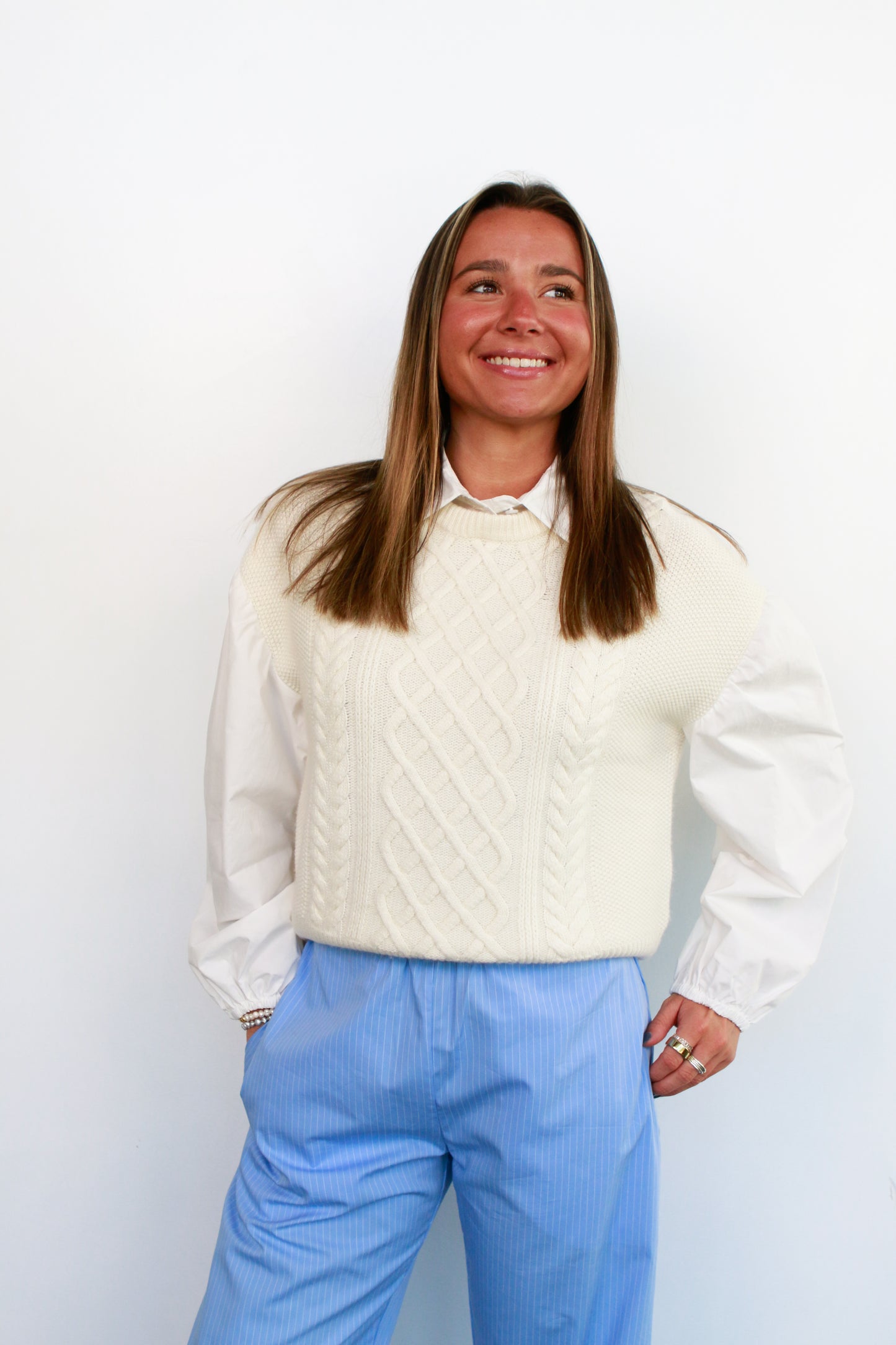 Skye Cable Shirt in Ivory