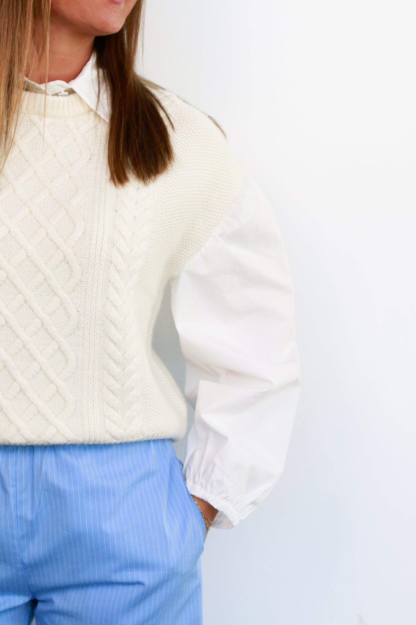 Skye Cable Shirt in Ivory
