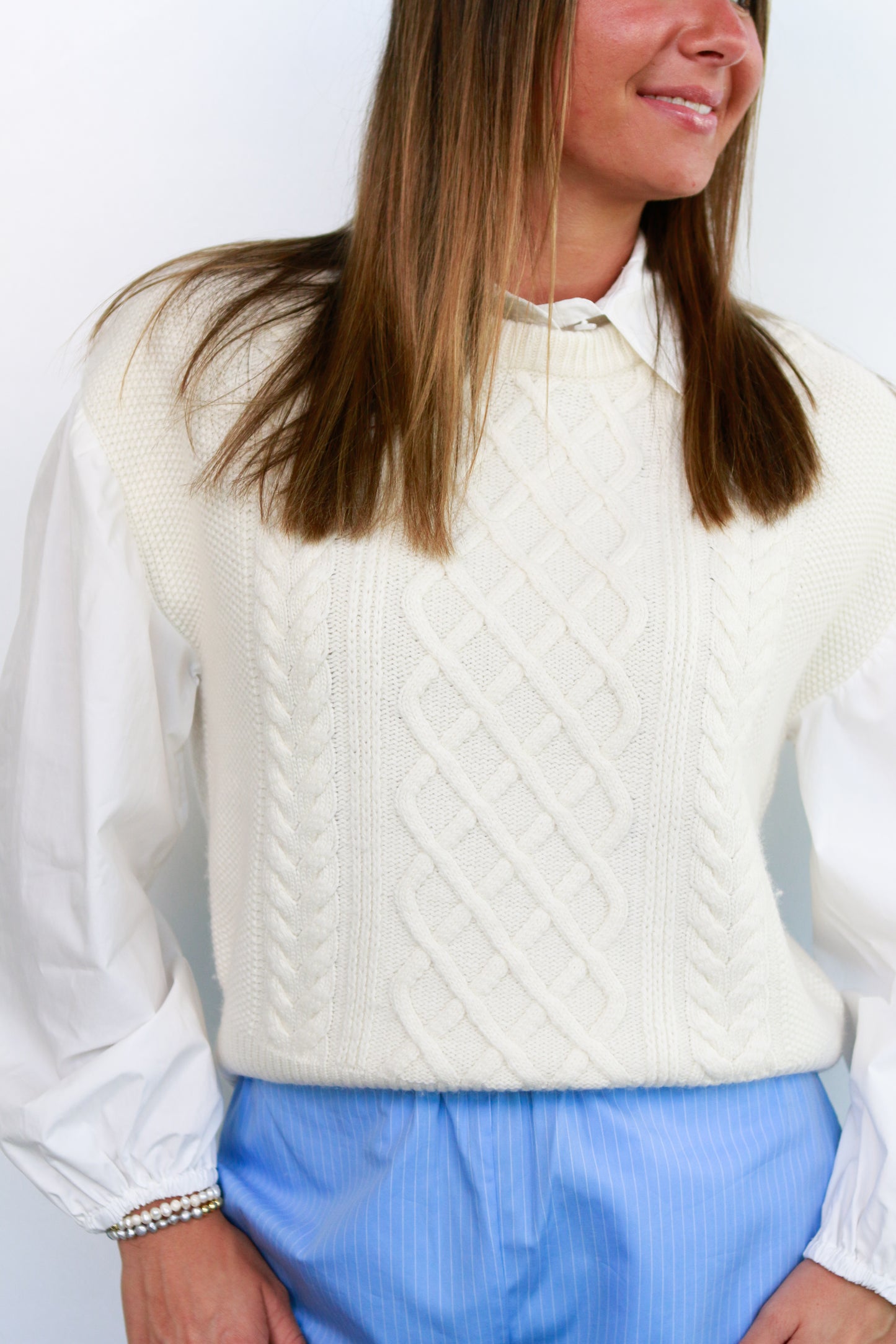 Skye Cable Shirt in Ivory
