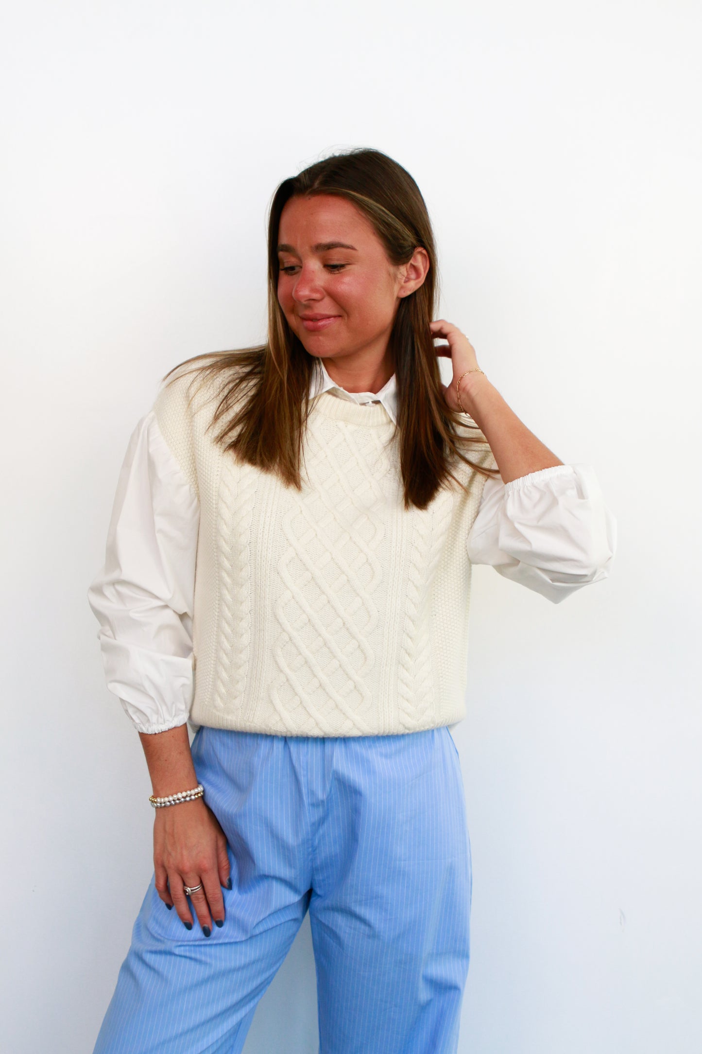 Skye Cable Shirt in Ivory