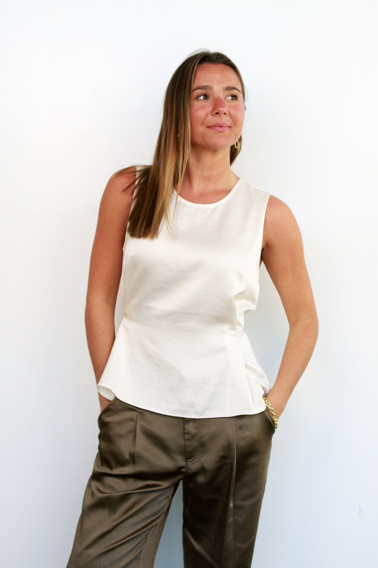 Benson Charmeuse Top in Ivory