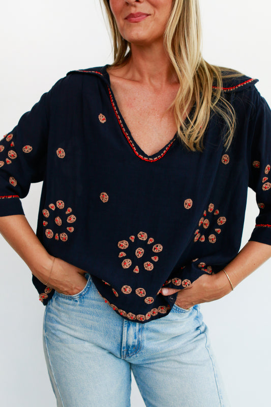 Beaded Vintage Sailor Top