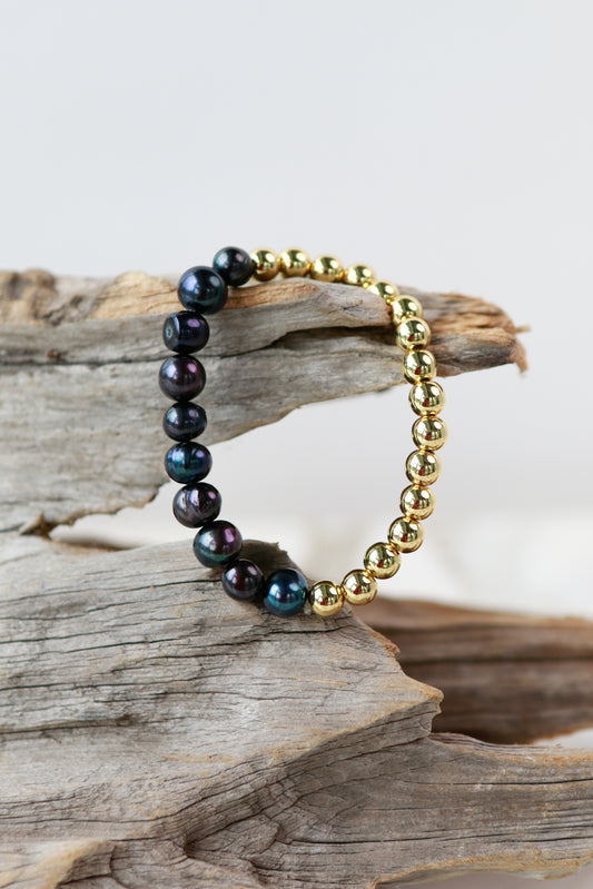 Peacock Pearl Stretch Bracelet