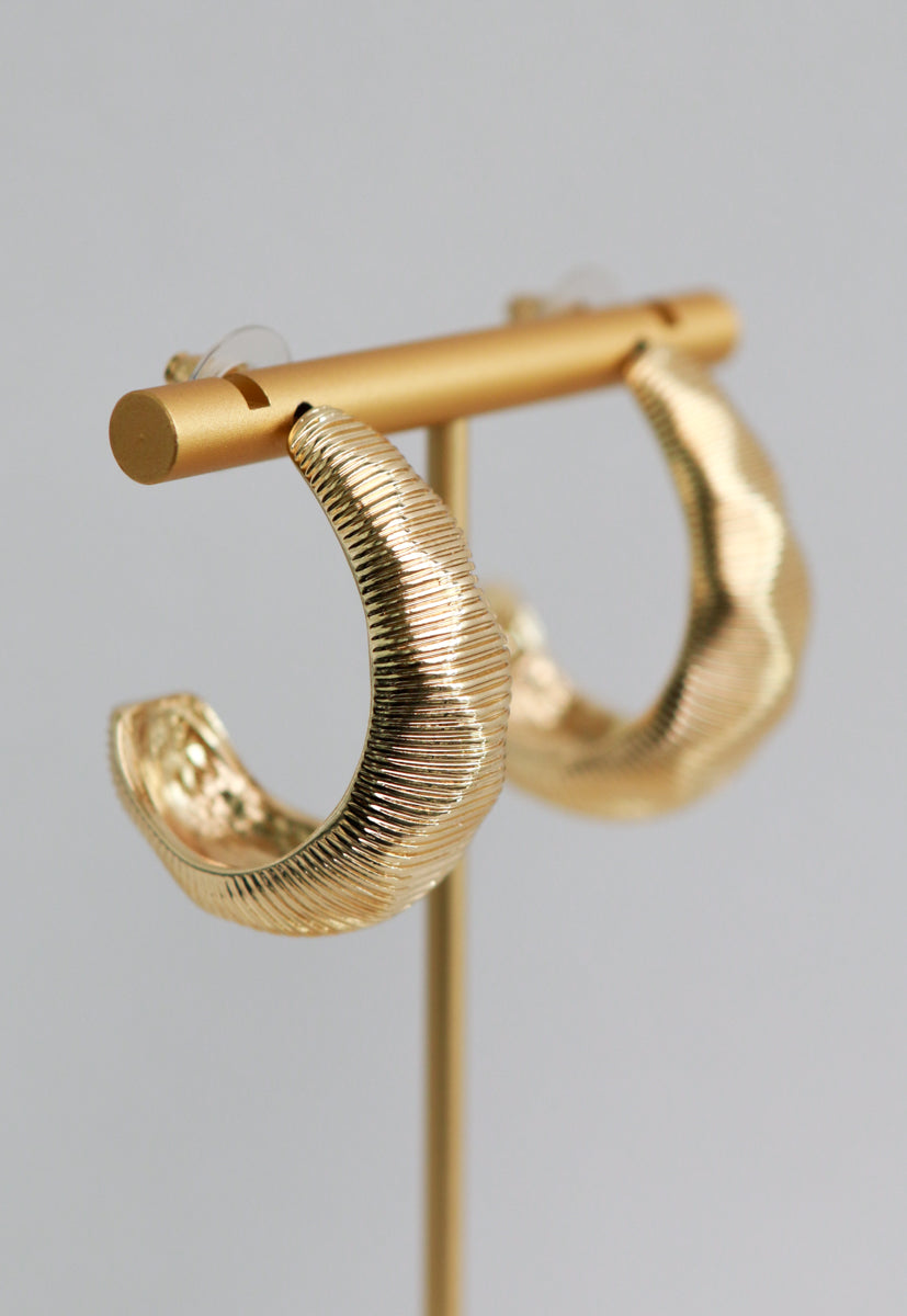 Dome Textured Large Hoops