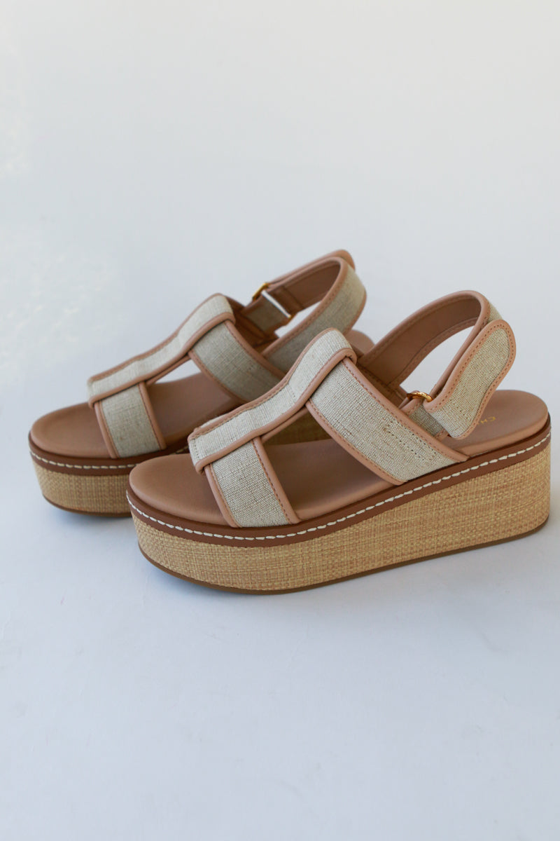Donna Canvas/Rattan Wedges
