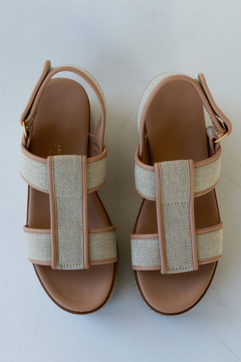 Donna Canvas/Rattan Wedges