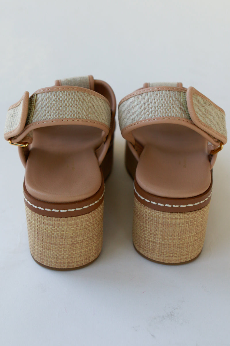 Donna Canvas/Rattan Wedges