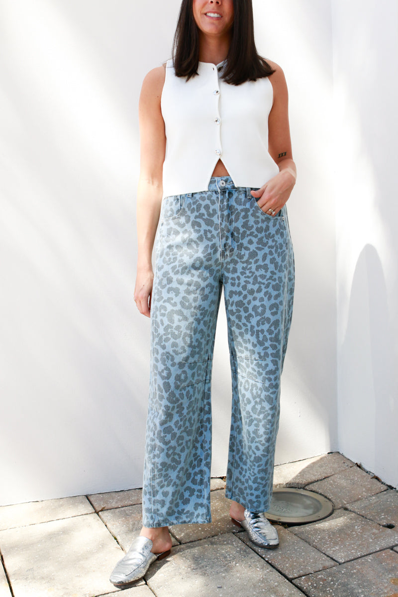 Leopard Barrel Jeans