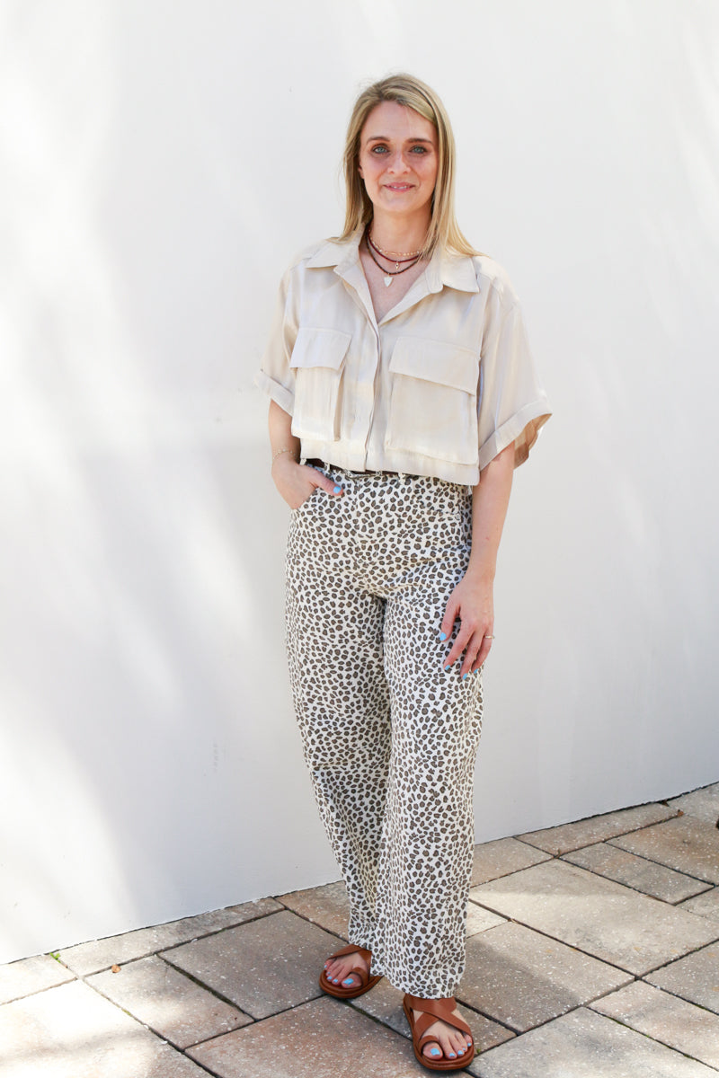 Ecru Leopard Jeans