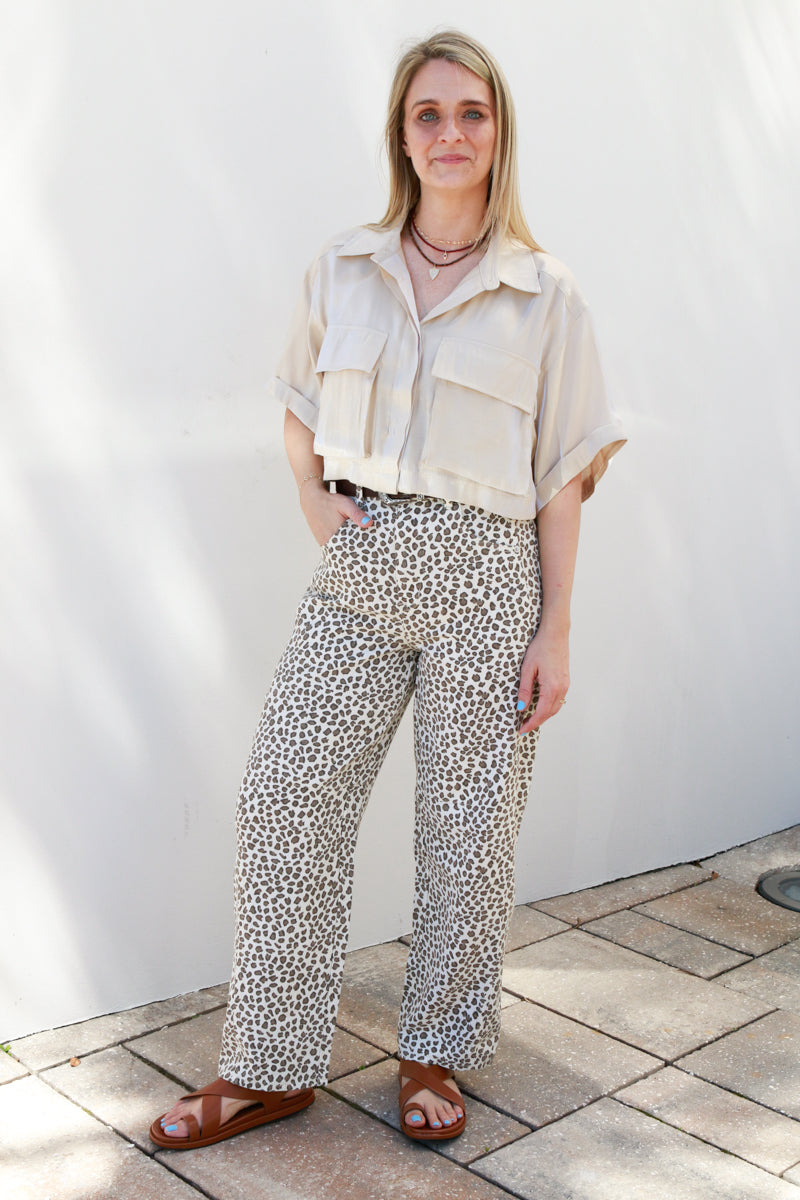 Ecru Leopard Jeans