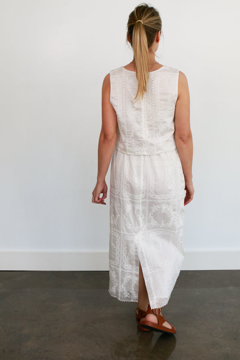 White Eyelet Skirt Set
