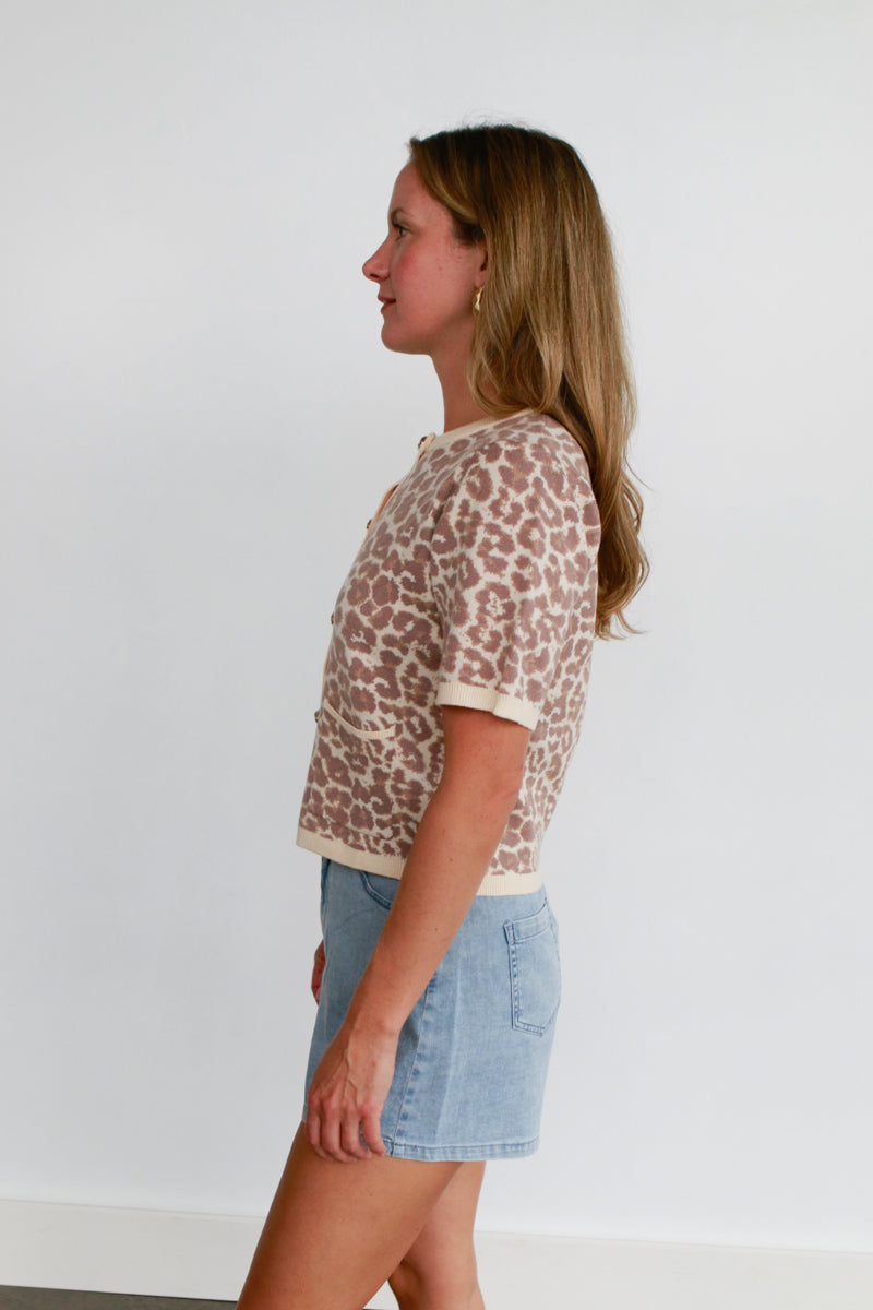 Leopard Short Sleeve Cardigan