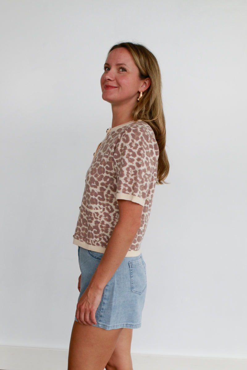 Leopard Short Sleeve Cardigan