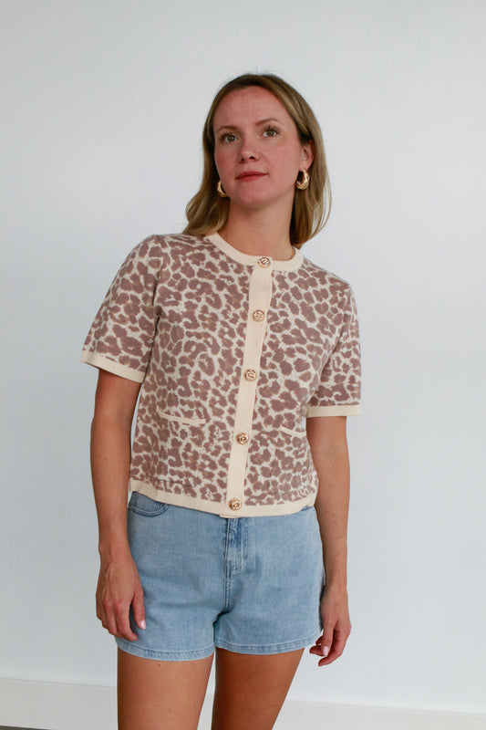 Leopard Short Sleeve Cardigan
