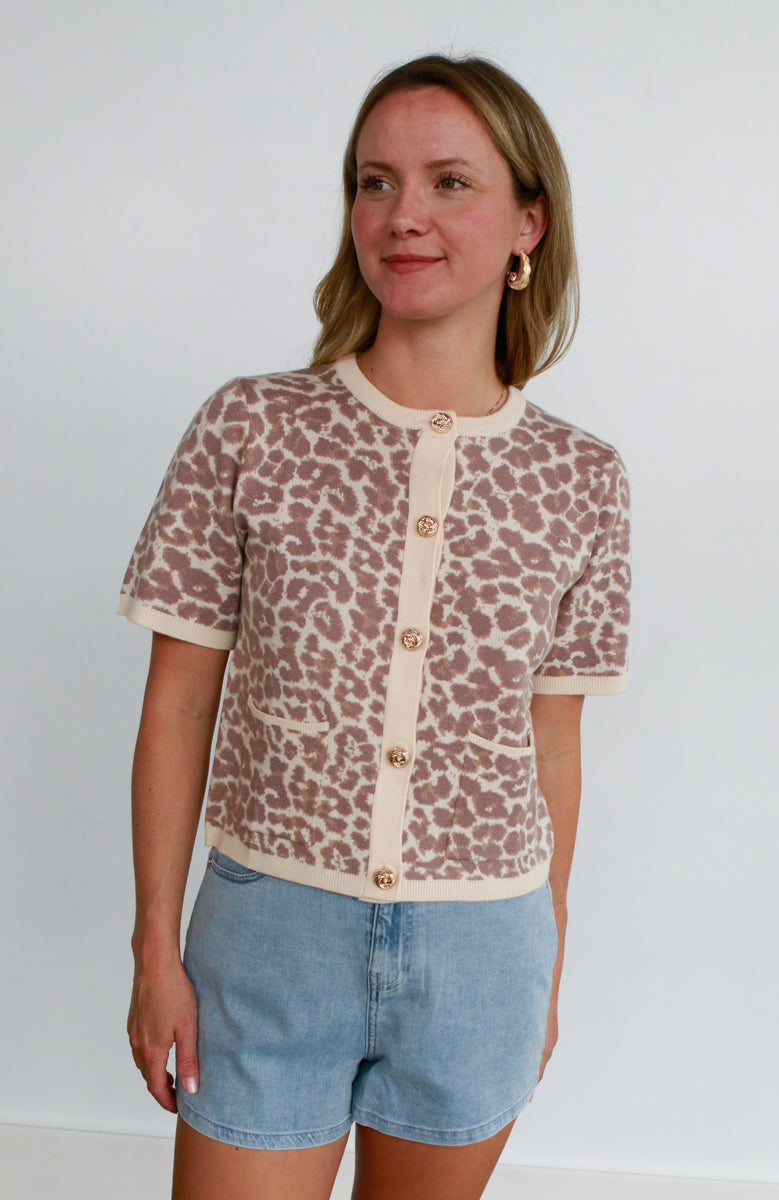 Leopard Short Sleeve Cardigan