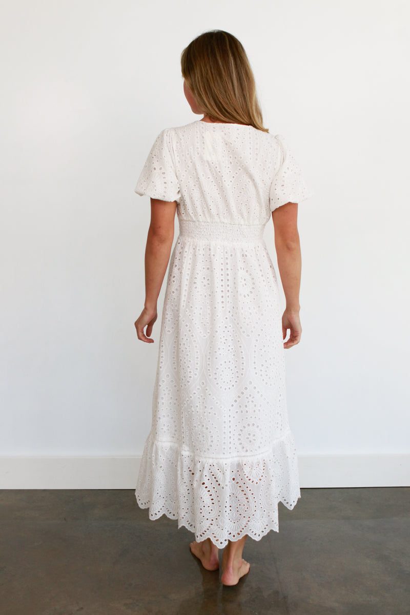 Claire Eyelet Midi Dress