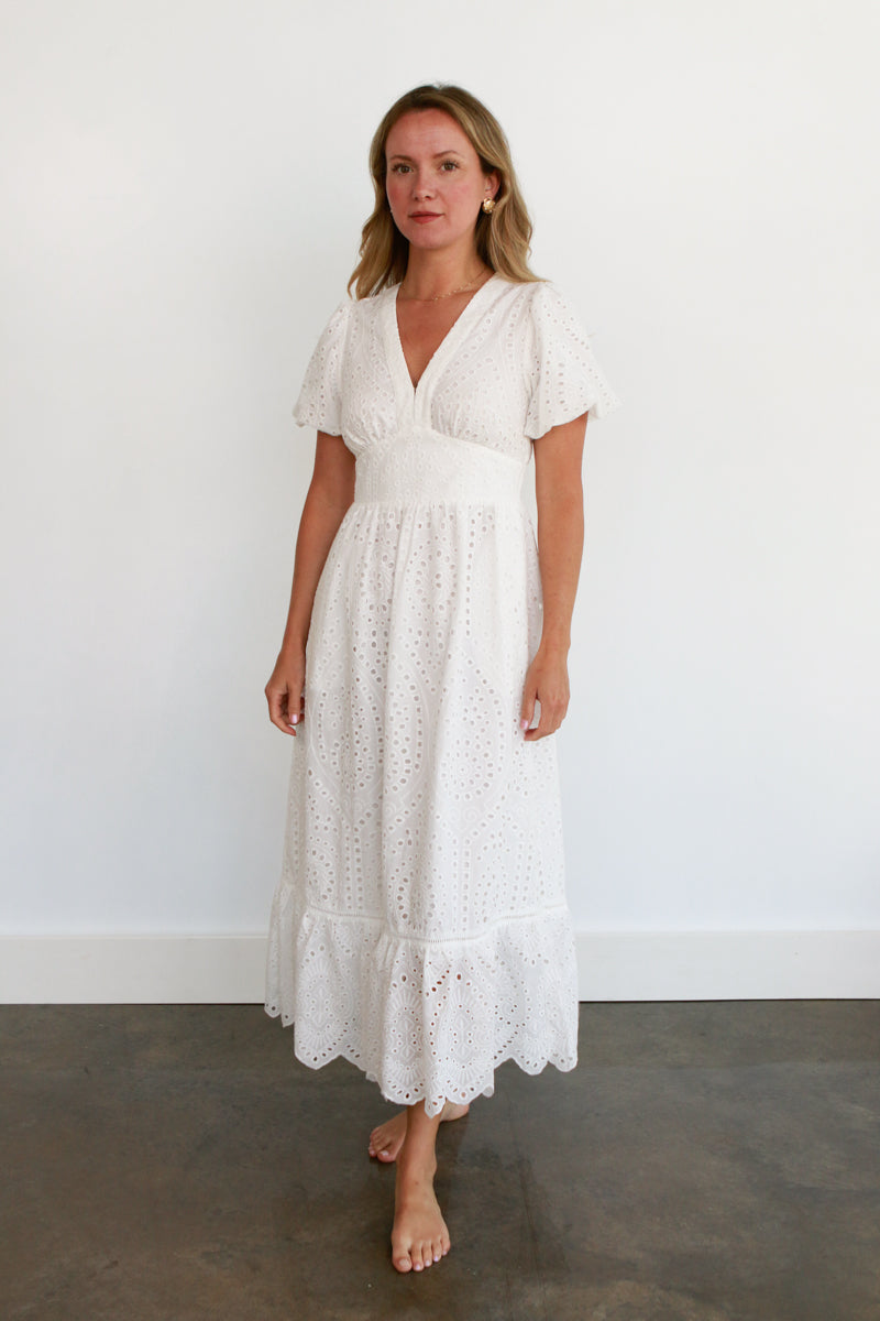 Claire Eyelet Midi Dress