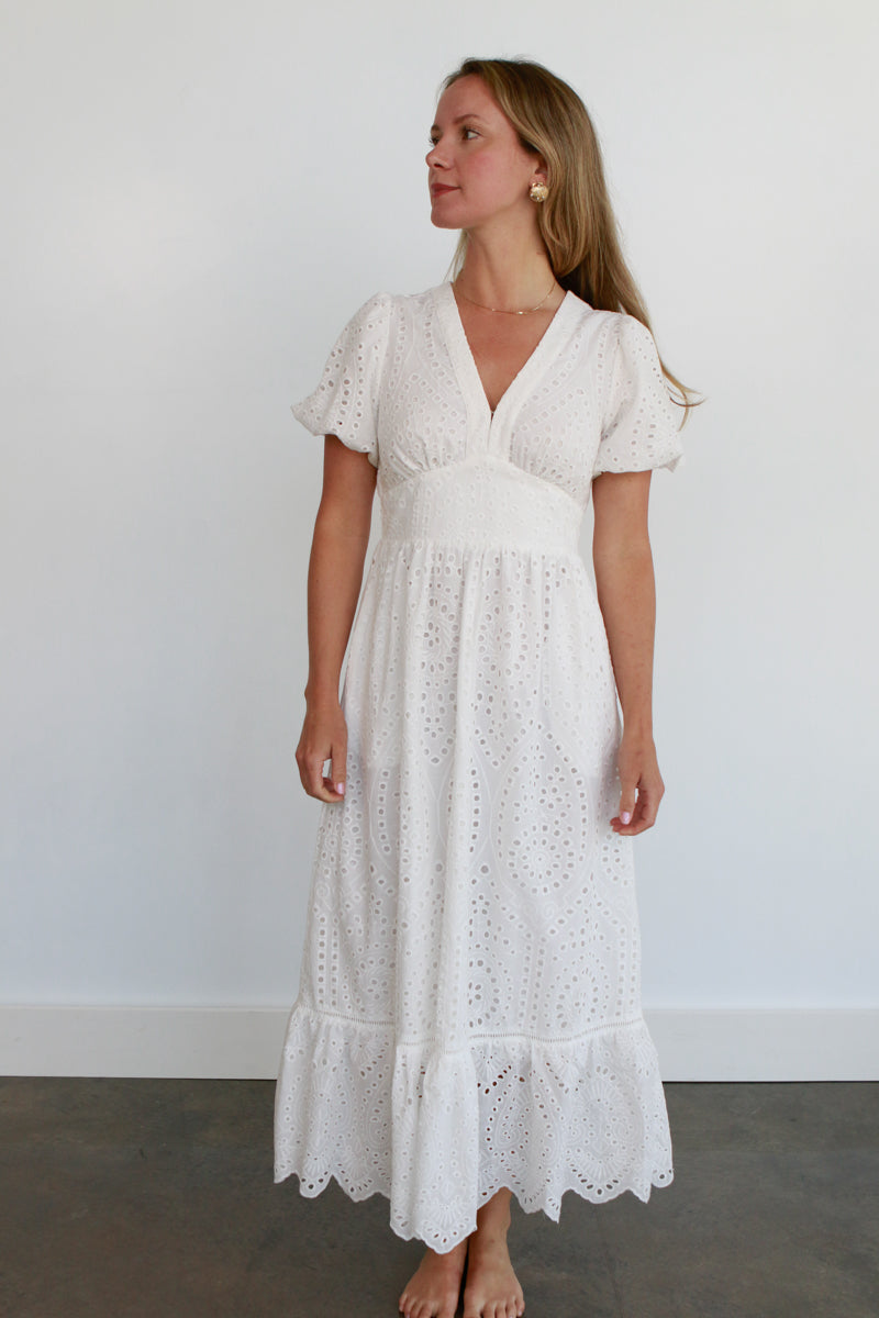 Claire Eyelet Midi Dress