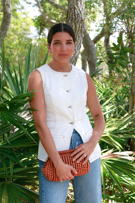 Tina White Denim Vest