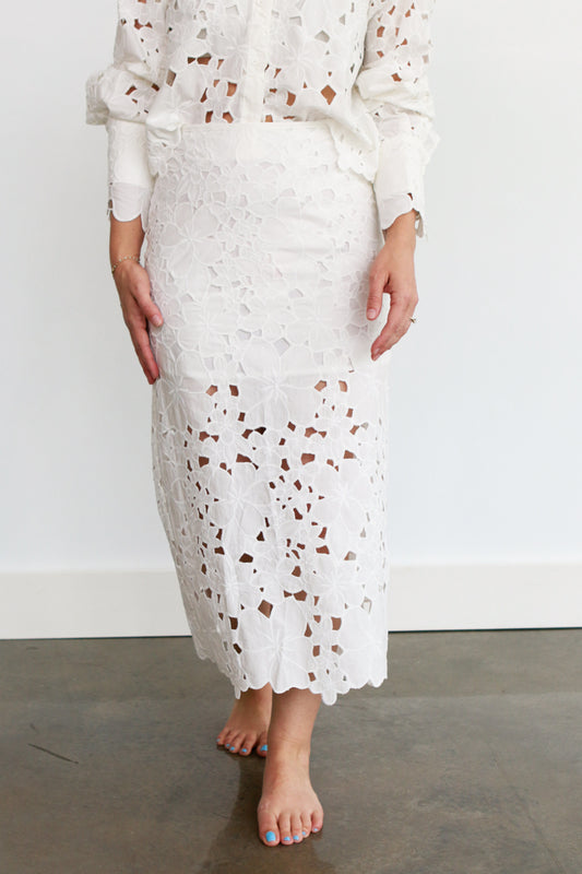 Isabelle Eyelet Midi Skirt