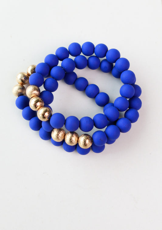 Satin Stretch Bracelet in Cobalt