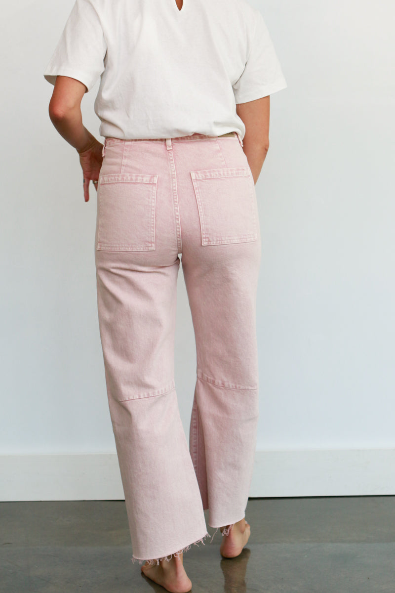 Utility Soft Barrel Jeans in Dusty Pink