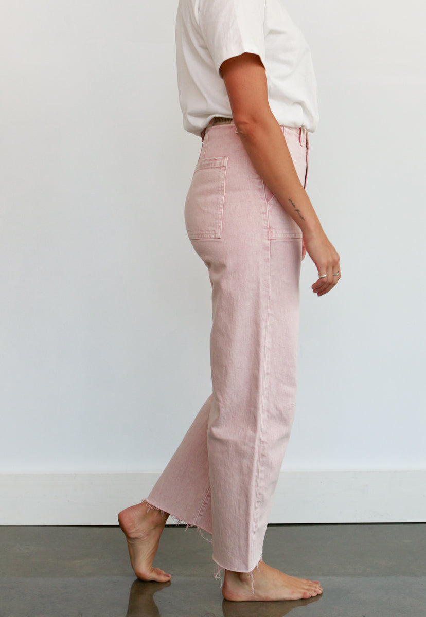 Utility Soft Barrel Jeans in Dusty Pink