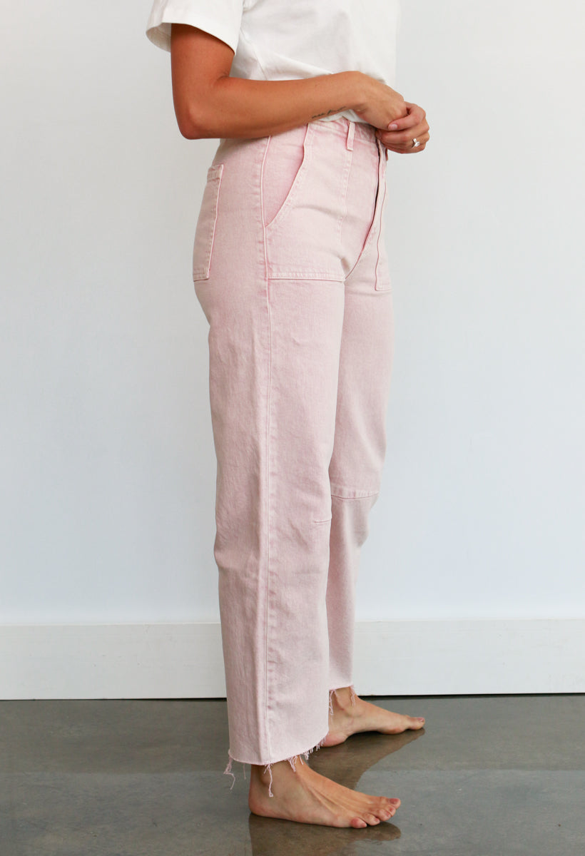 Utility Soft Barrel Jeans in Dusty Pink