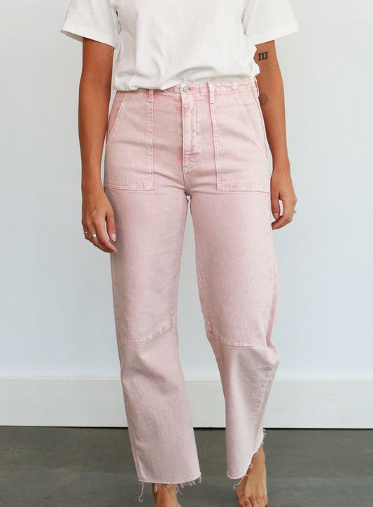 Utility Soft Barrel Jeans in Dusty Pink